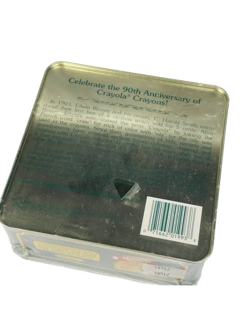 Crayola 90th Anniversary Green Tin and Box Of 64 Crayons With Sharper Vintage